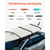 Soft Roof Rack Pads, 31.5" Universal Car Roof Rack Pad, 176LBS Load Capacity Luggage Kayak Carrier with 4 Tie-Down Straps,  2 Quick Loop Straps & Storage Bag for SUP Canoe Snowboard Paddle Board